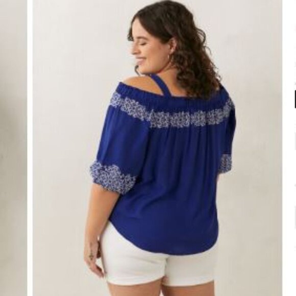 Penningtons - Printed Off-Shoulder Blouse with Straps   - Size 2X NWOT - Picture 2 of 10